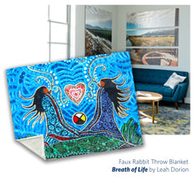 Load image into Gallery viewer, Breath of Life Faux Rabbit Throw, artwork by Leah Dorion
