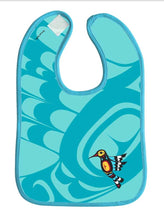 Load image into Gallery viewer, Hummingbird Bib perfect for babies and toddlers, design by Francis Dick
