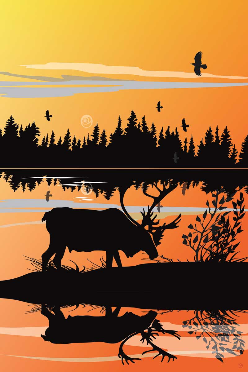 Affiche Caribou Sunset 8 x 10, par Mark Preston