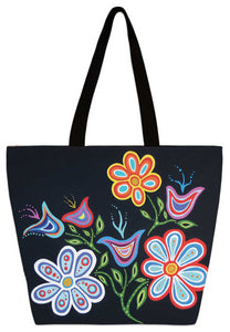 "Happy Flower" Large Tote artwork by Patrick Hunter