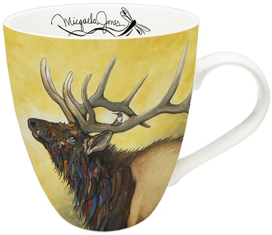Elk 18 oz Mug avec illustration de Micqaela Jones - expédition MI MARS