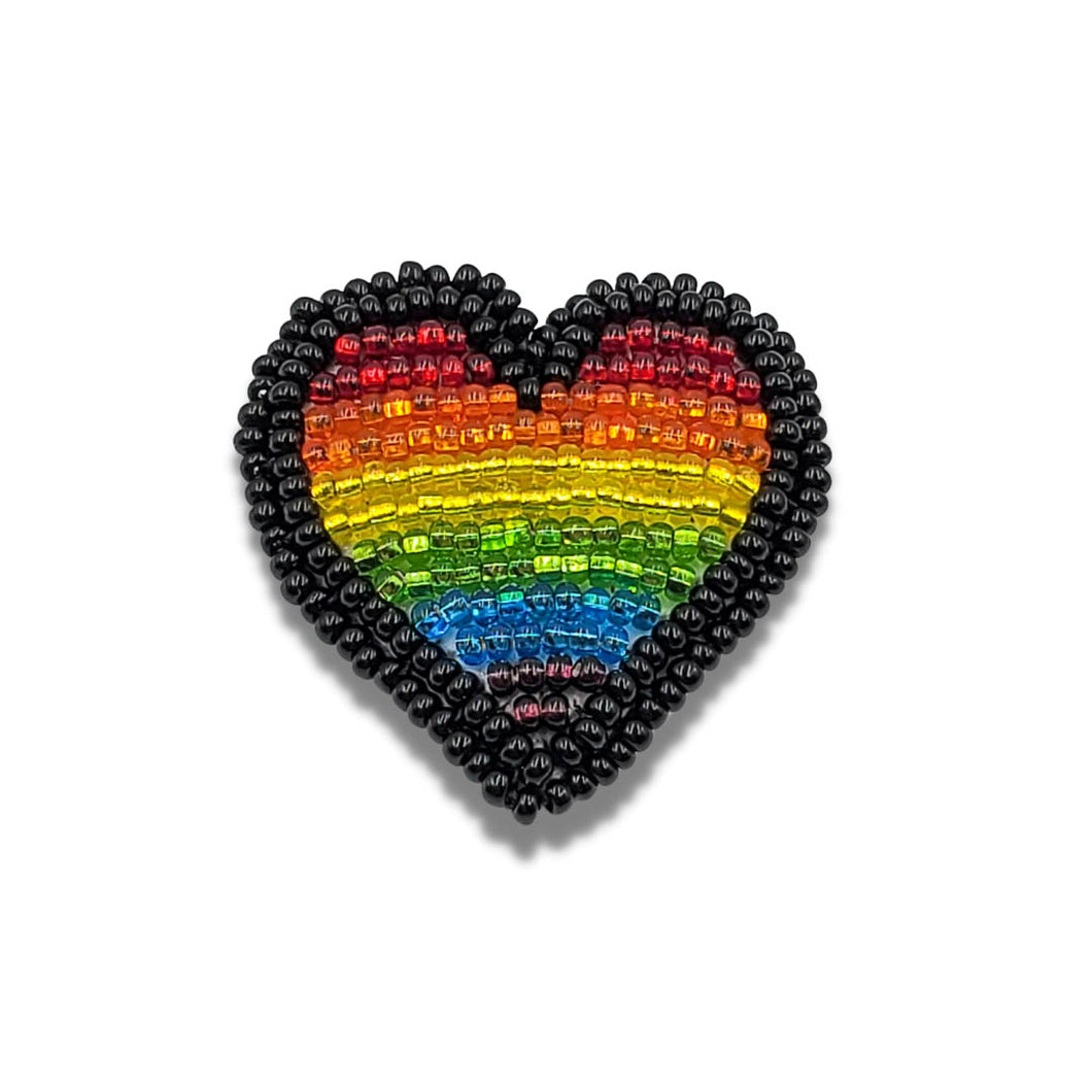 Beaded Pride Heart Pin